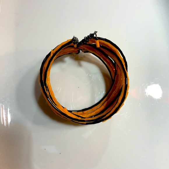 Orange and Black Beaded Cuff - Picture 2 of 3